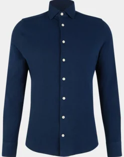 Chemise Slim Fit Unie Piquée bleu marine