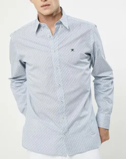 Chemise Slim Fit Vague imprimée bleue