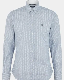 Chemise Slim Fit Vague imprimée bleue