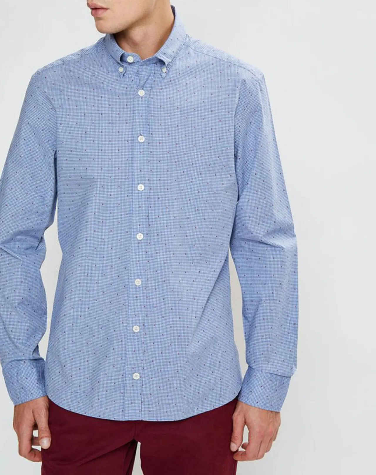Chemise Slim Fit Wash fil coupé bleue