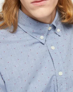 Chemise Slim Fit Wash fil coupé bleue