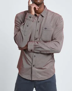 Chemise Slim Flex rayures rouge/blanc