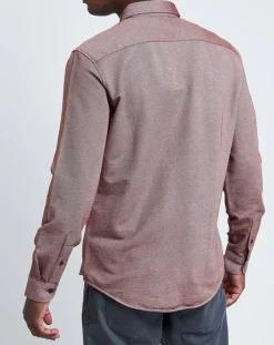 Chemise Slim Flex rayures rouge/blanc