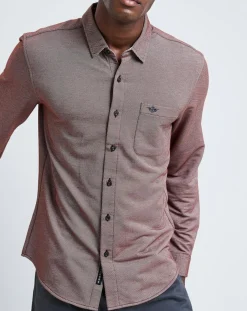 Chemise Slim Flex rayures rouge/blanc