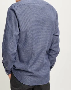 Chemise slim micro imprimée bleu marine