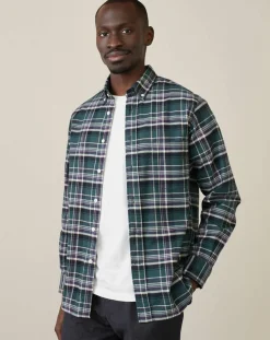 Chemise slim Mire à carreaux vert/marine
