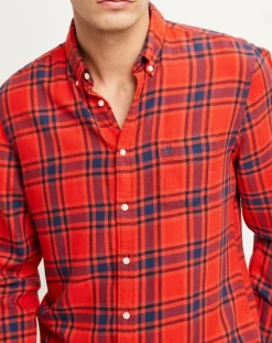 Chemise slim Pilou carreaux rouge/bleu