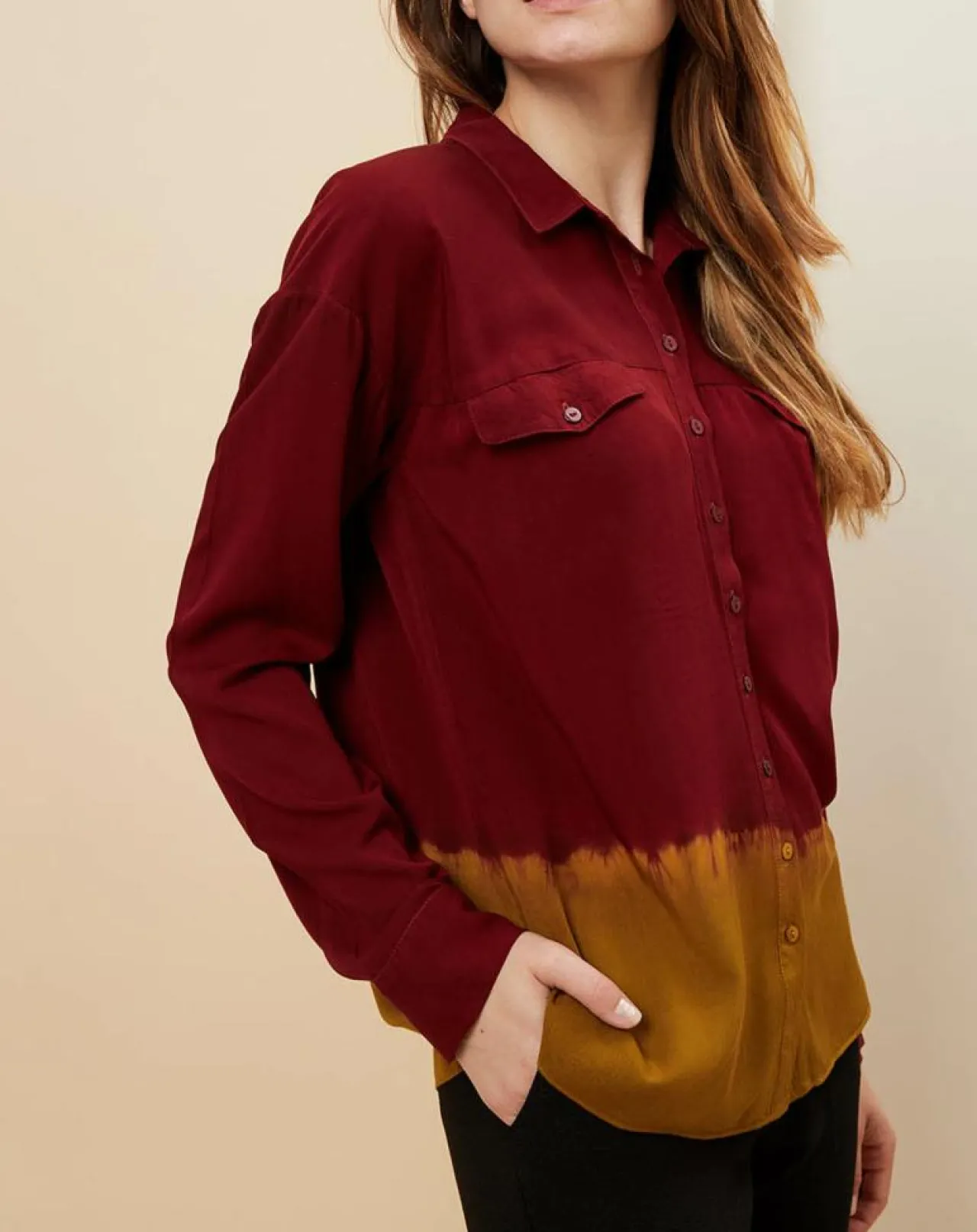 Chemise Teophane Bicolore bordeaux