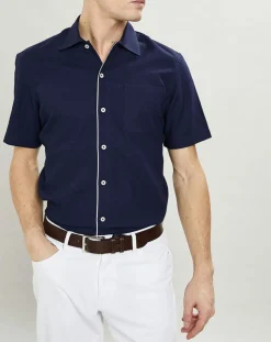 Chemise texturée Slim Fit rib gorg bleu marine