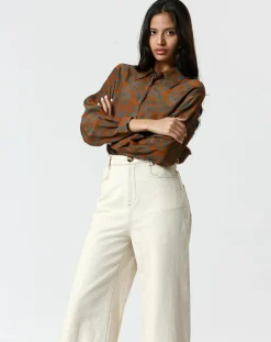 Chemise Zoé gris/marron