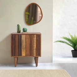 Chevet 1 porte droit Manguier Ramon Naturel - 45x40x50 cm