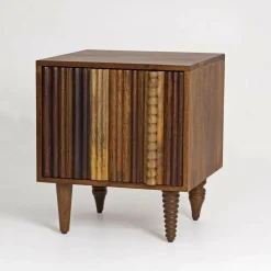 Chevet 1 porte droit Manguier Ramon Naturel - 45x40x50 cm