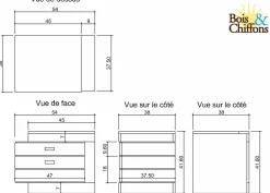 Chevet bois bicolore - débord droite Naturel - 54x38x42 cm
