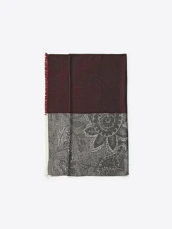 Coffret écharpe à motif cachemire merlot - 180x68 cm