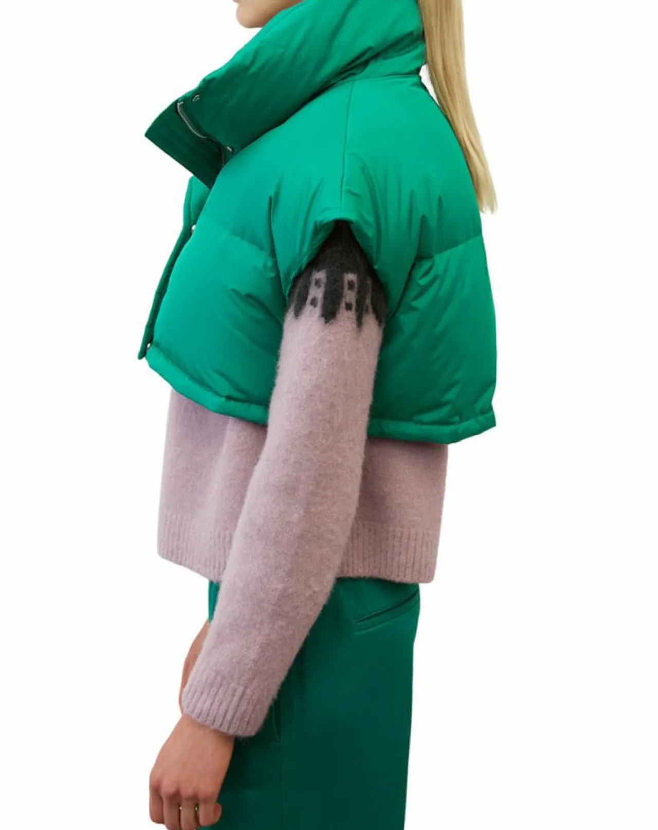 Col type doudoune vert