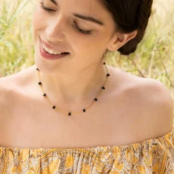 Collier Elisa Jade en laiton doré