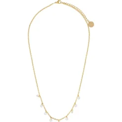 Collier en Acier & Cristal doré/blanc