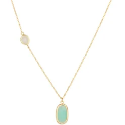 Collier Inés Quartz & Amazonite en laiton doré
