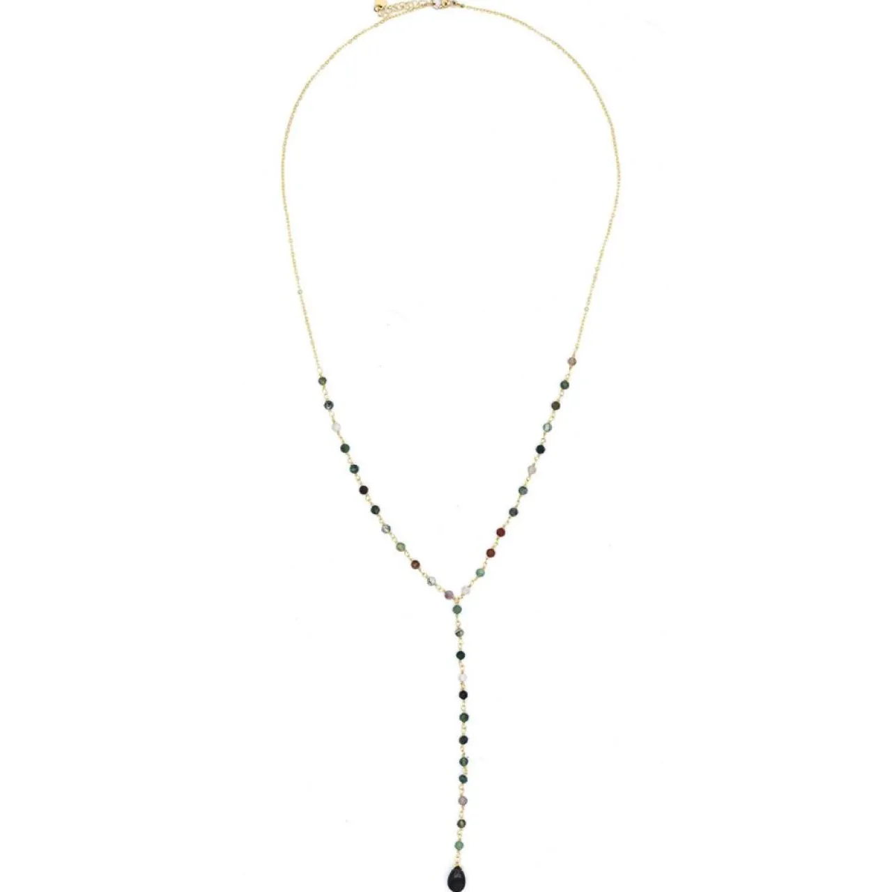 Collier Maria Agates multicolores en laiton doré