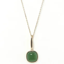 Collier Phybie Agate verte en laiton doré