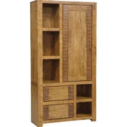 Colonne bois strié acacia verone marron - 68x35x165 cm