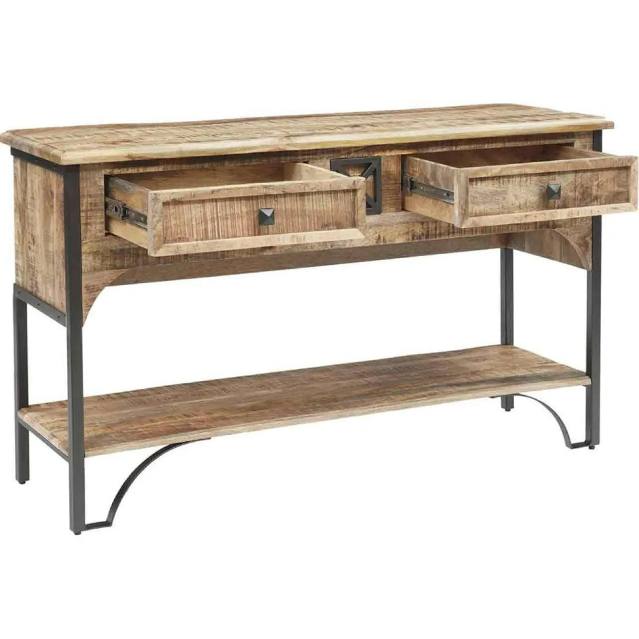 Console 2 tiroirs manguier pondicherry marron - 130x40x75 cm