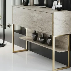Console Luxe travertin/doré - 120x80x30 cm