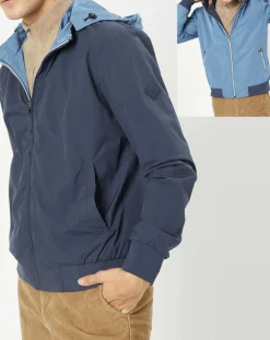 Coupe-vent réversible à capuche bleu