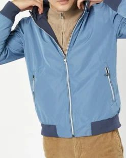 Coupe-vent réversible à capuche bleu