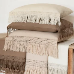 Coussin artisanal en laine & alpaga rose 40x60 cm