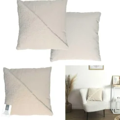 Coussin bouclette beige - 40x40 cm