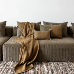 Coussin en coton flammé bronze 25x40cm