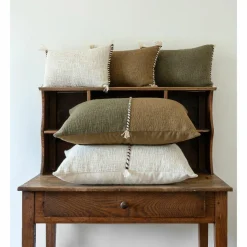 Coussin en coton flammé naturel 25x40cm