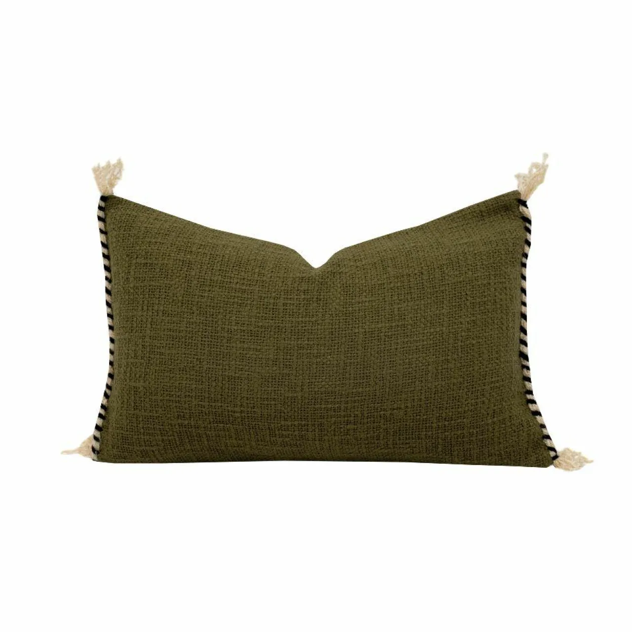 Coussin en coton flammé vert 25x40cm