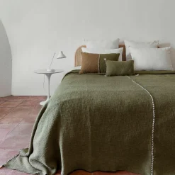 Coussin en coton flammé vert 25x40cm