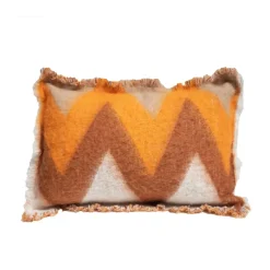 Coussin en laine motif 70s orange 40x60cm
