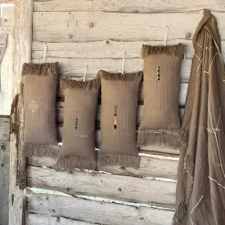 Coussin en lin à chevrons marron 30x60cm