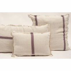 Coussin en lin & coton chevron blanc/violet 40x60cm