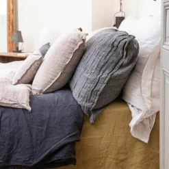 Coussin en lin changeant gris 30x60cm