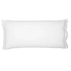 Coussin en lin frangé blanc 55x110cm