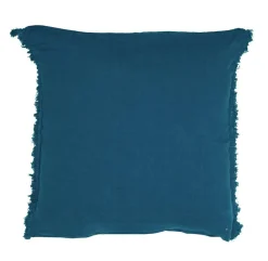 Coussin en lin frangé bleu 80x80cm