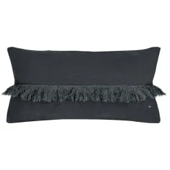 Coussin en lin frangé noir 30x60cm