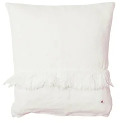 Coussin en lin frangé rose pâle 35x35cm
