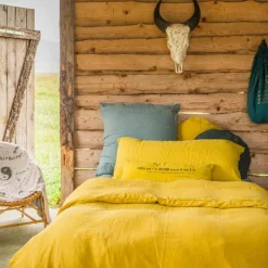 Coussin en lin jaune 55x110cm