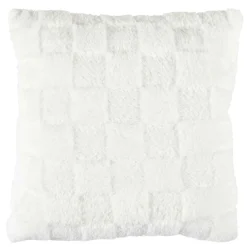 Coussin flanelle damier blanc - 40x40 cm