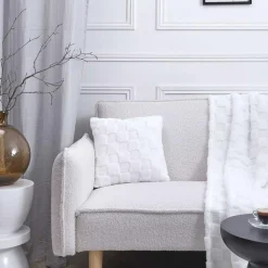 Coussin flanelle damier blanc - 40x40 cm