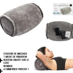 Coussin rond de massage vibrant gris - 25x14x14 cm