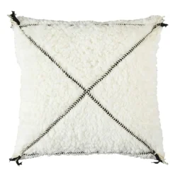 Coussin Sherpa motif tressé blanc - 40x40 cm