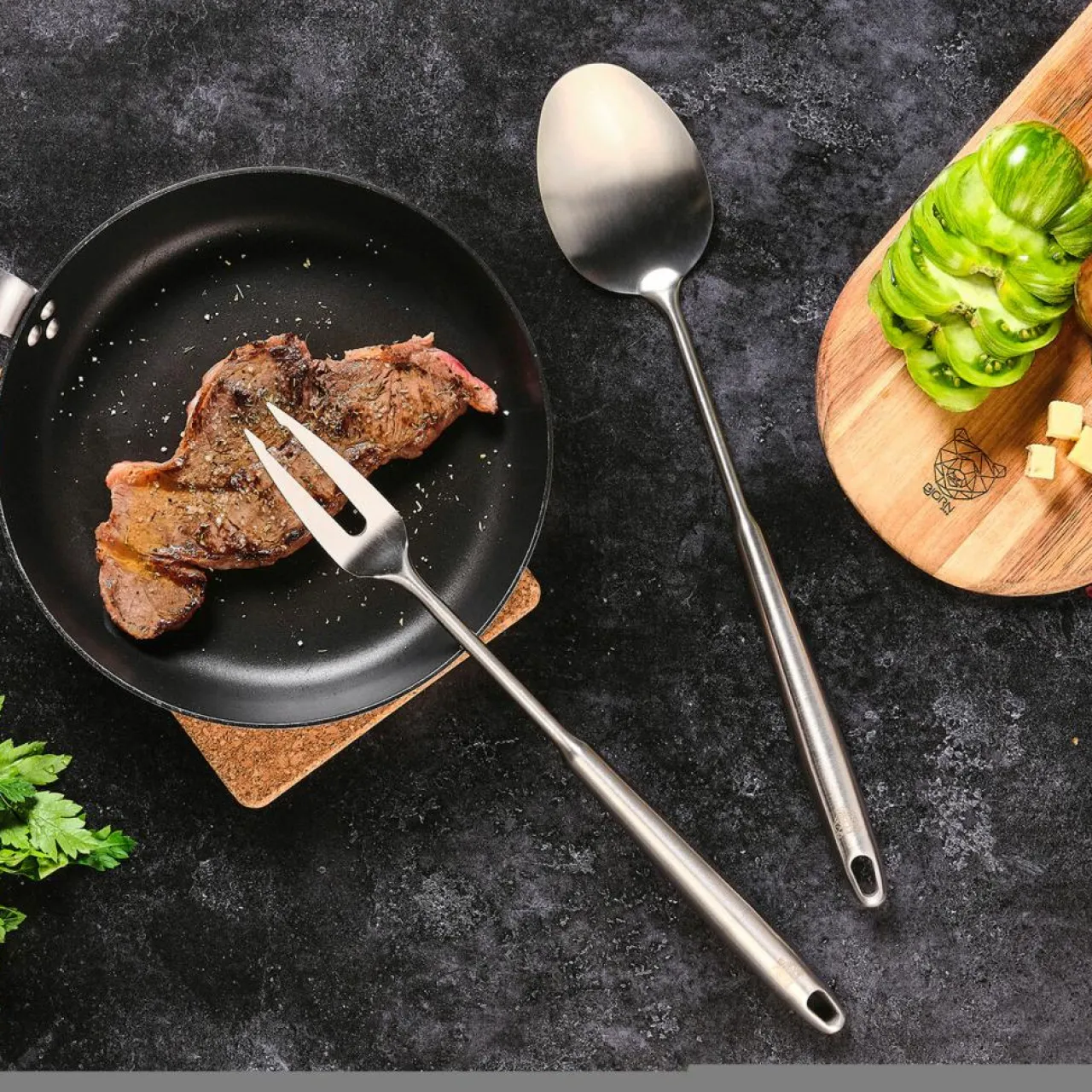 Couverts à salade et barbecue en acier inoxydable STAL inox