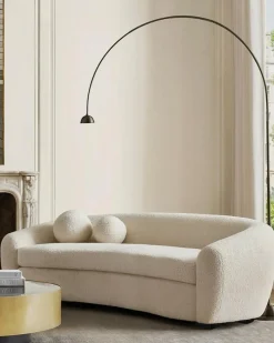 Curve - Canapé arrondi 3 places en tissu bouclé cream